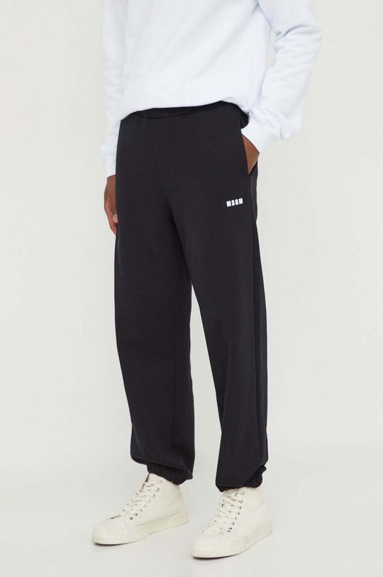 Спортивные брюки из хлопка MSGM, черный хлопковые спортивные штаны msgm черный