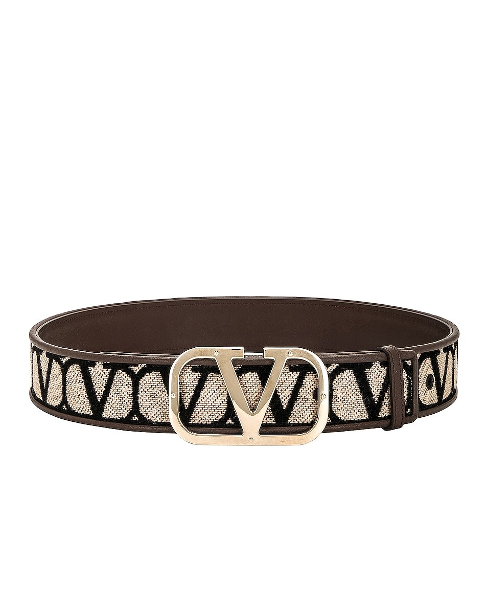 

Ремень Valentino Garavani Sculpture Monogram, цвет Naturale, Nero, & Fondant