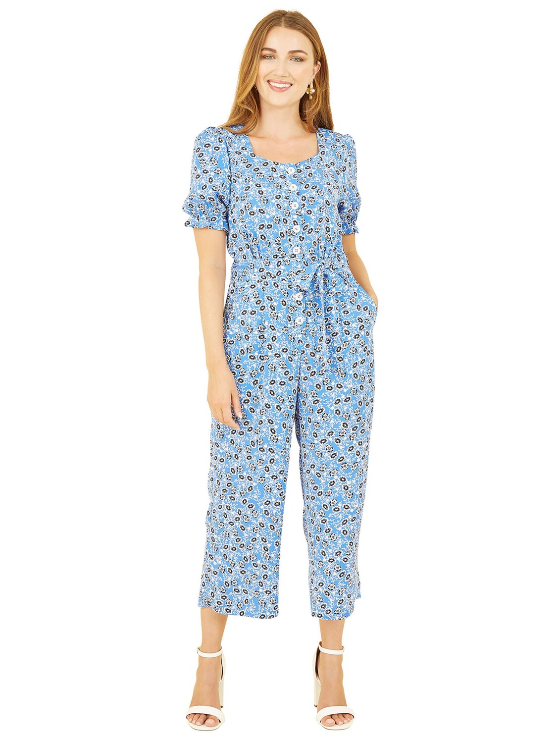 

Yumi Spring Meadow Комбинезон с цветочным принтом, синий