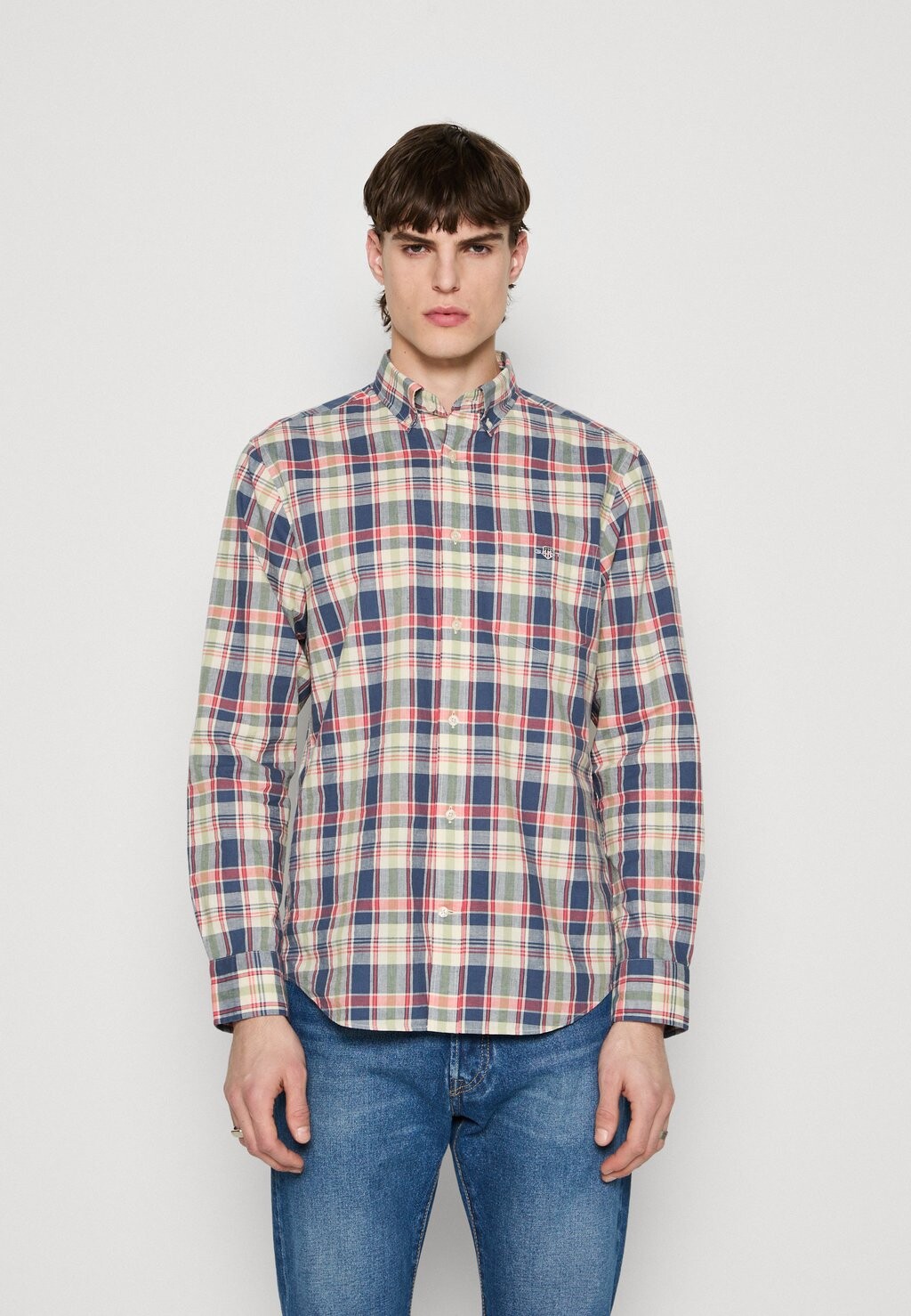 

Рубашка Check Shirt GANT, пыльно-синее море