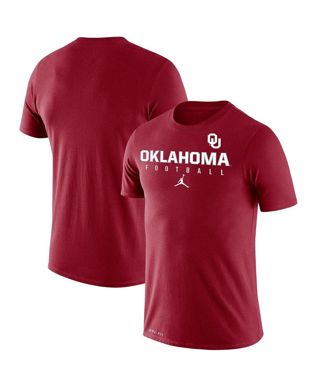 

Мужская брендовая малиновая футболка Oklahoma Earlys Football Practice Legend Performance Jordan