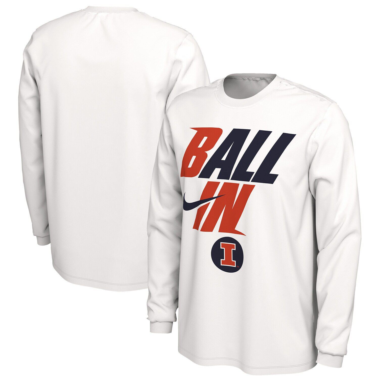 

Мужская белая футболка с длинным рукавом Illinois Fighting Illini Ball In Bench Nike, Белый