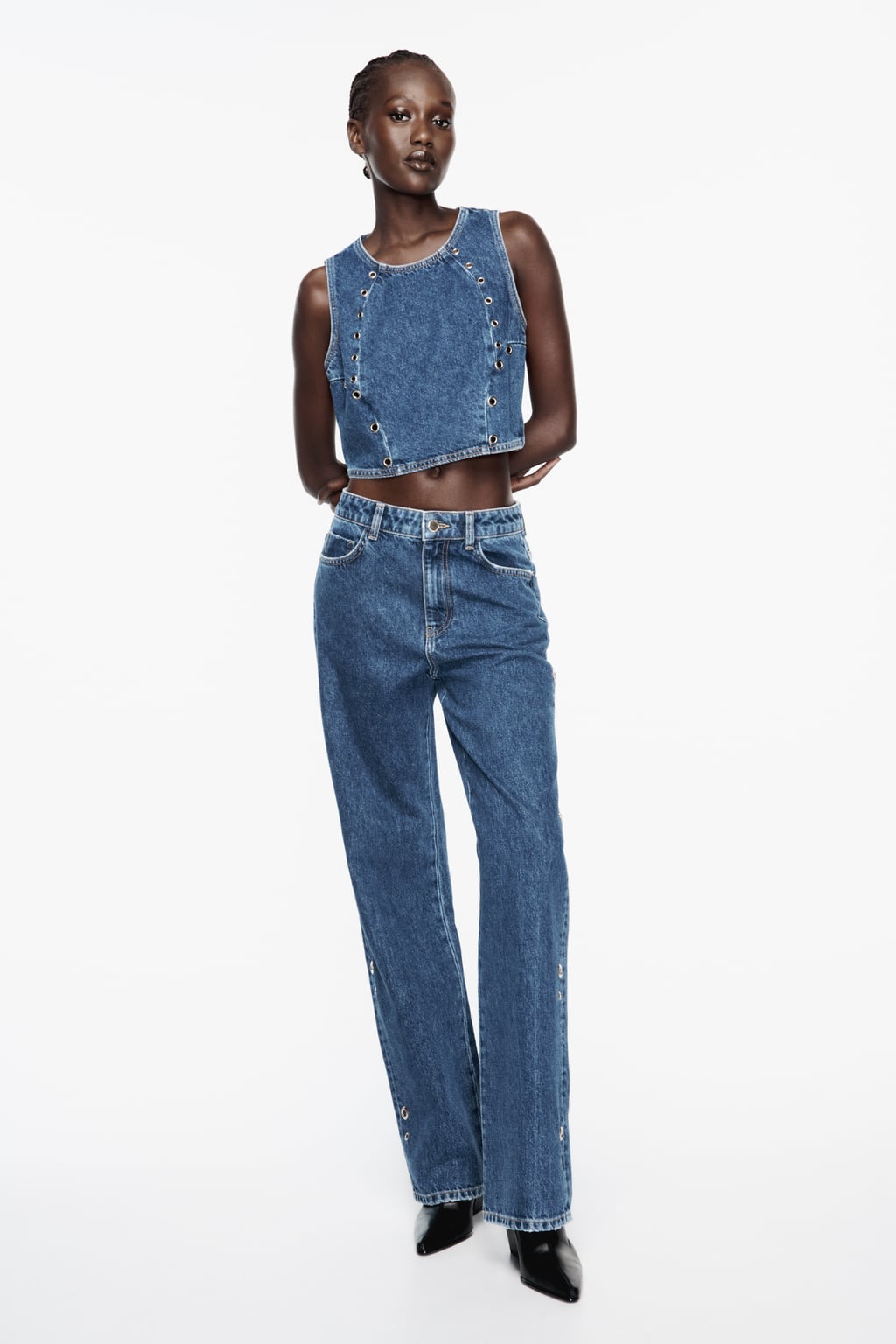 

Джинсовый топ Z1975 с люверсами ZARA, синий