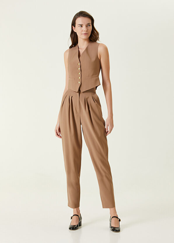 

Брюки из плиссированной шерсти burdock camel Faraway