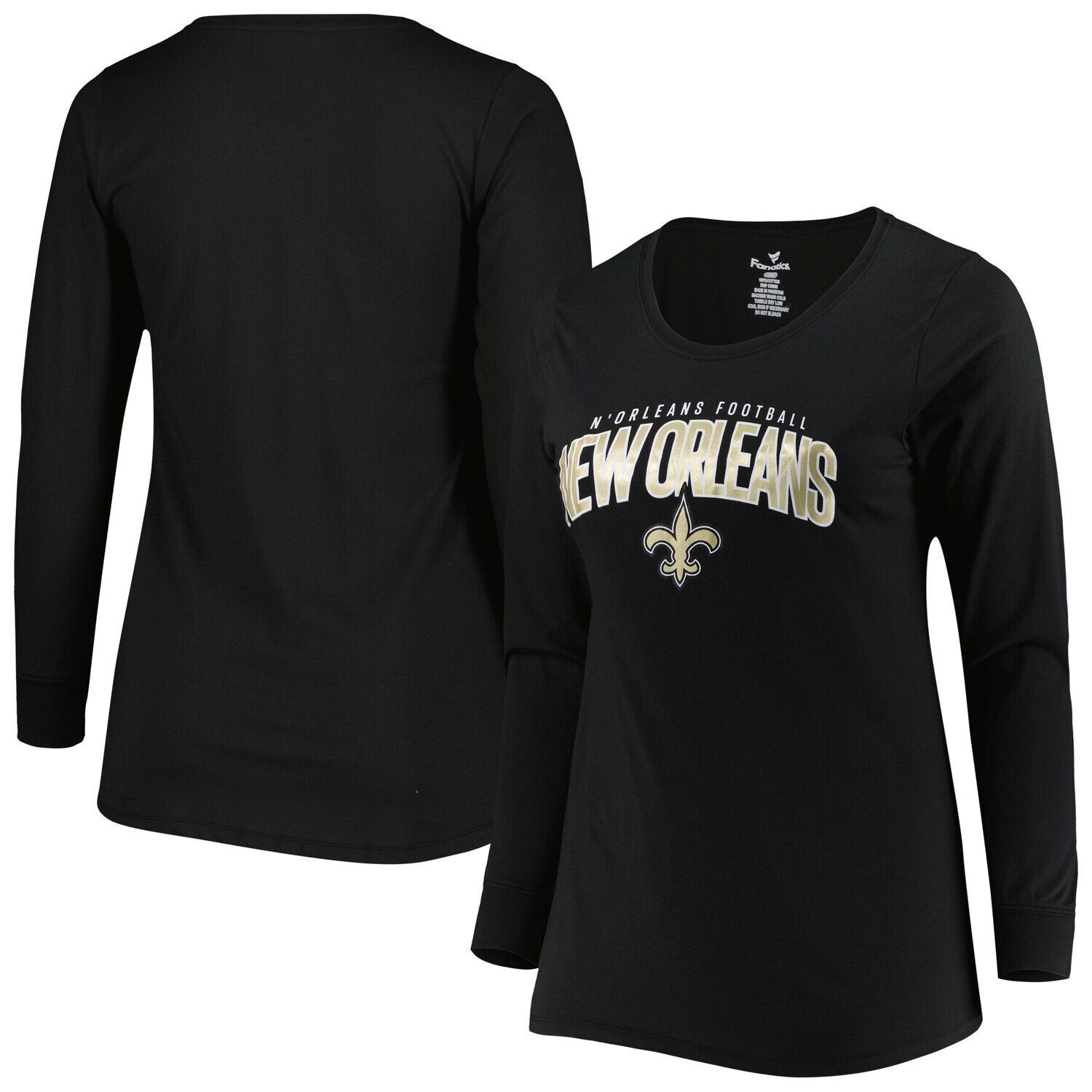 

Женская брендовая черная футболка Fanatics New Orleans Saints размера плюс с круглым вырезом и длинными рукавами Fanatics, Черный