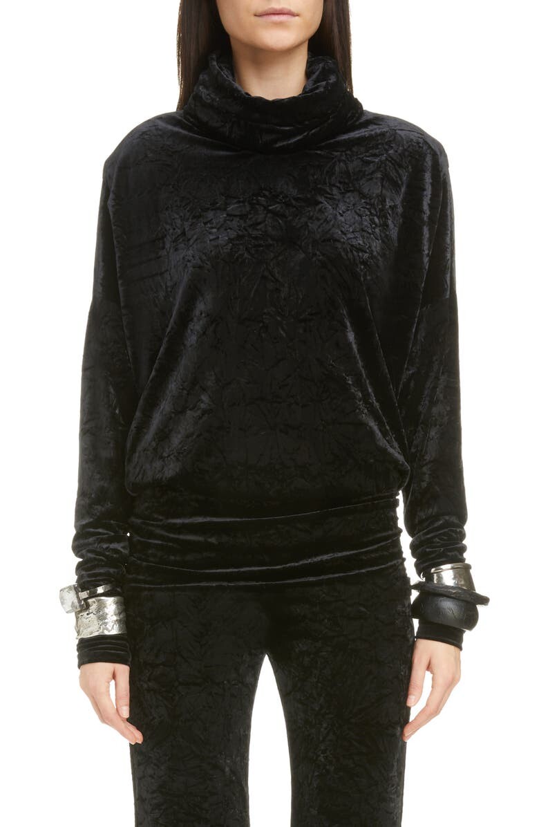 

Топ из жатого бархата SAINT LAURENT, черный