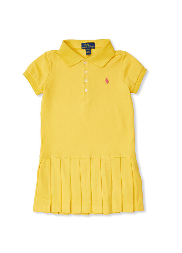 

Платье для девочек с желтым логотипом Polo Ralph Lauren
