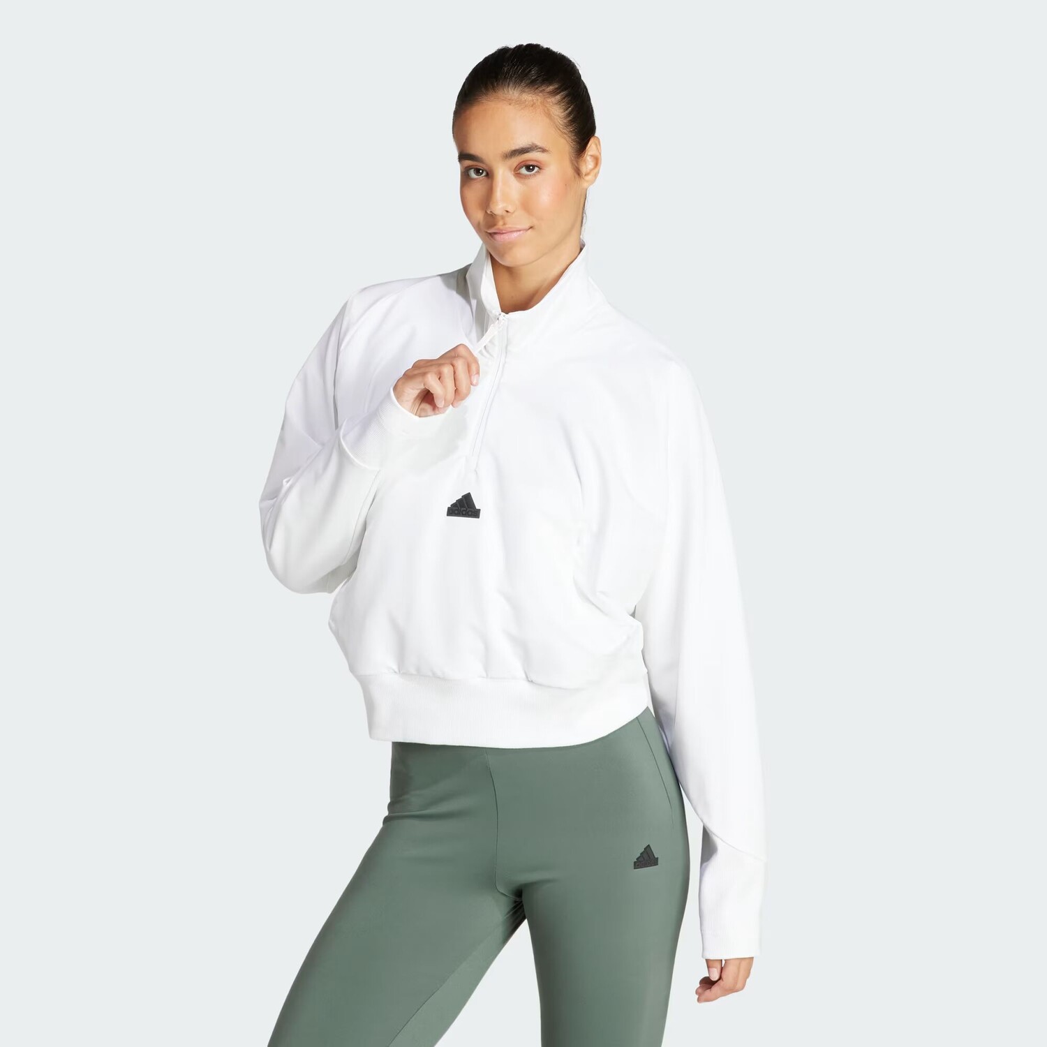 

Z.N.E. Тканый спортивный топ с молнией до четверти Adidas, цвет White