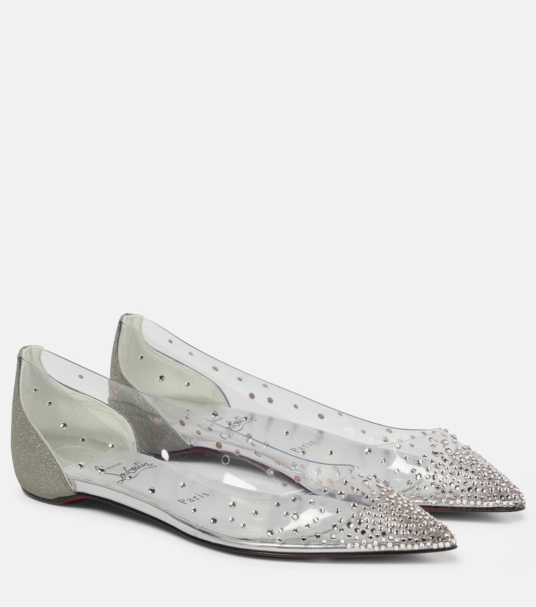 

Декорированные балетки Degrastrass Christian Louboutin, серебряный