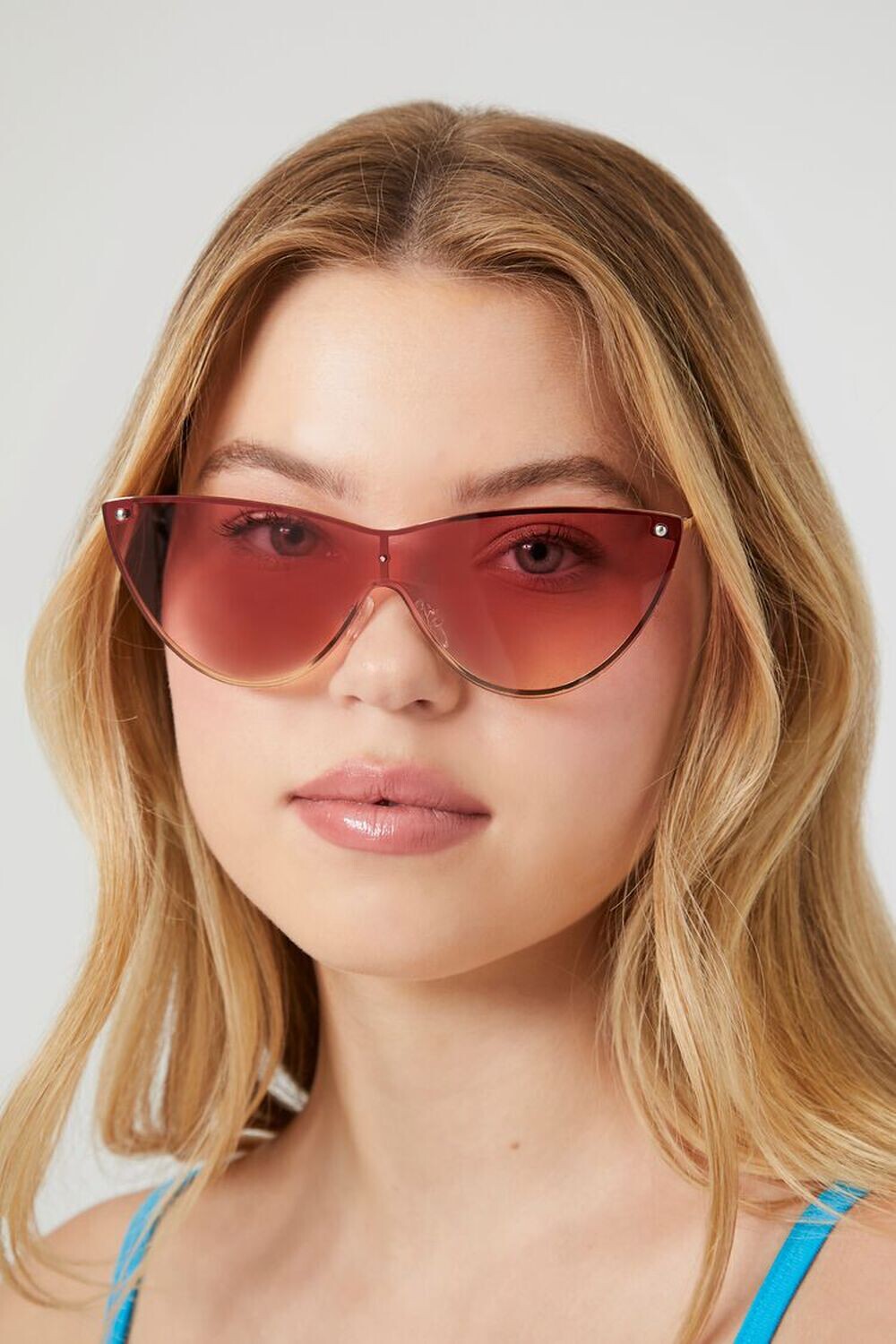 

Солнцезащитные очки кошачий глаз без оправы Forever 21, золотой