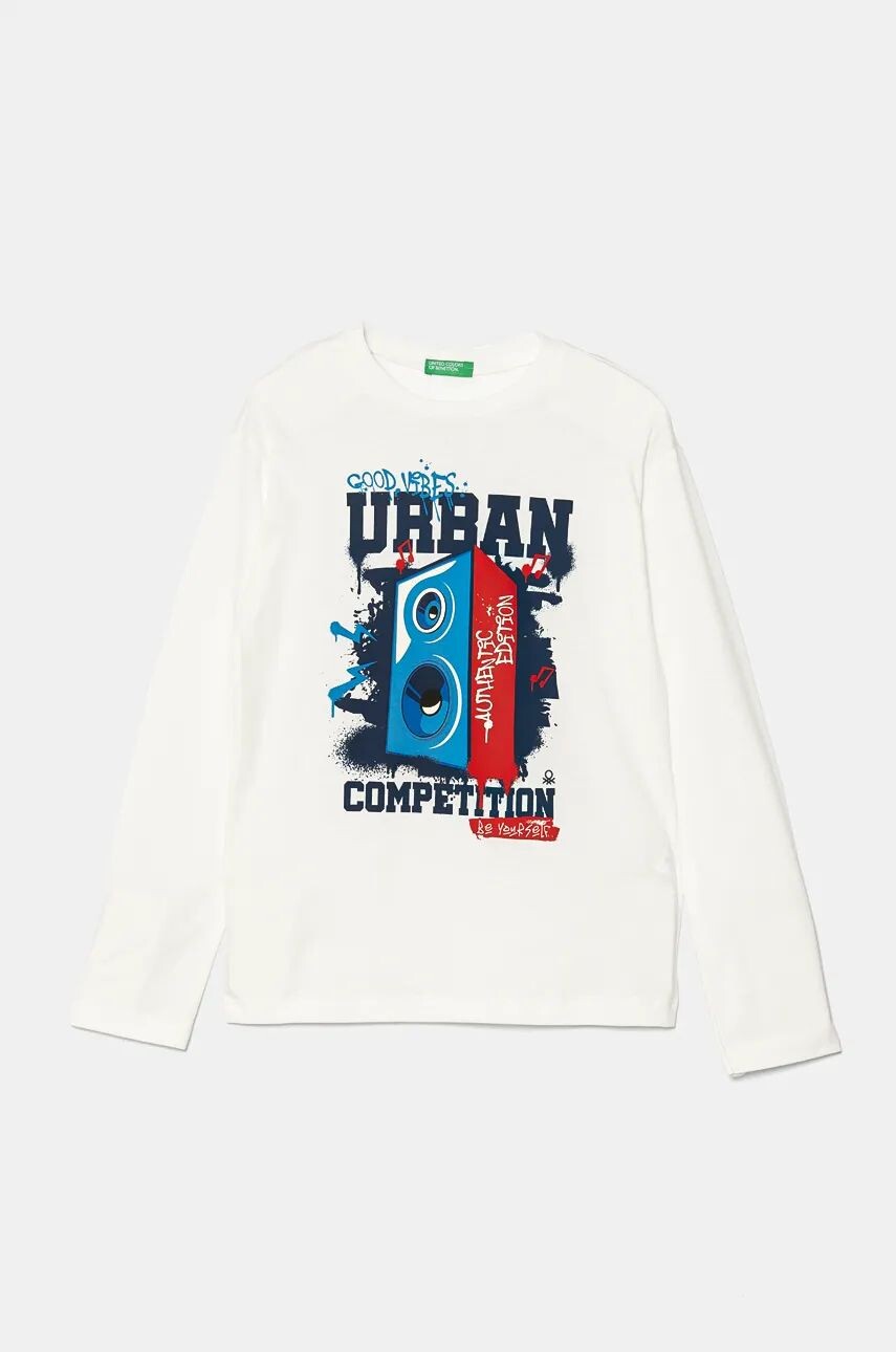 

Хлопковая рубашка с длинными рукавами United Colors of Benetton для мальчиков, бежевый