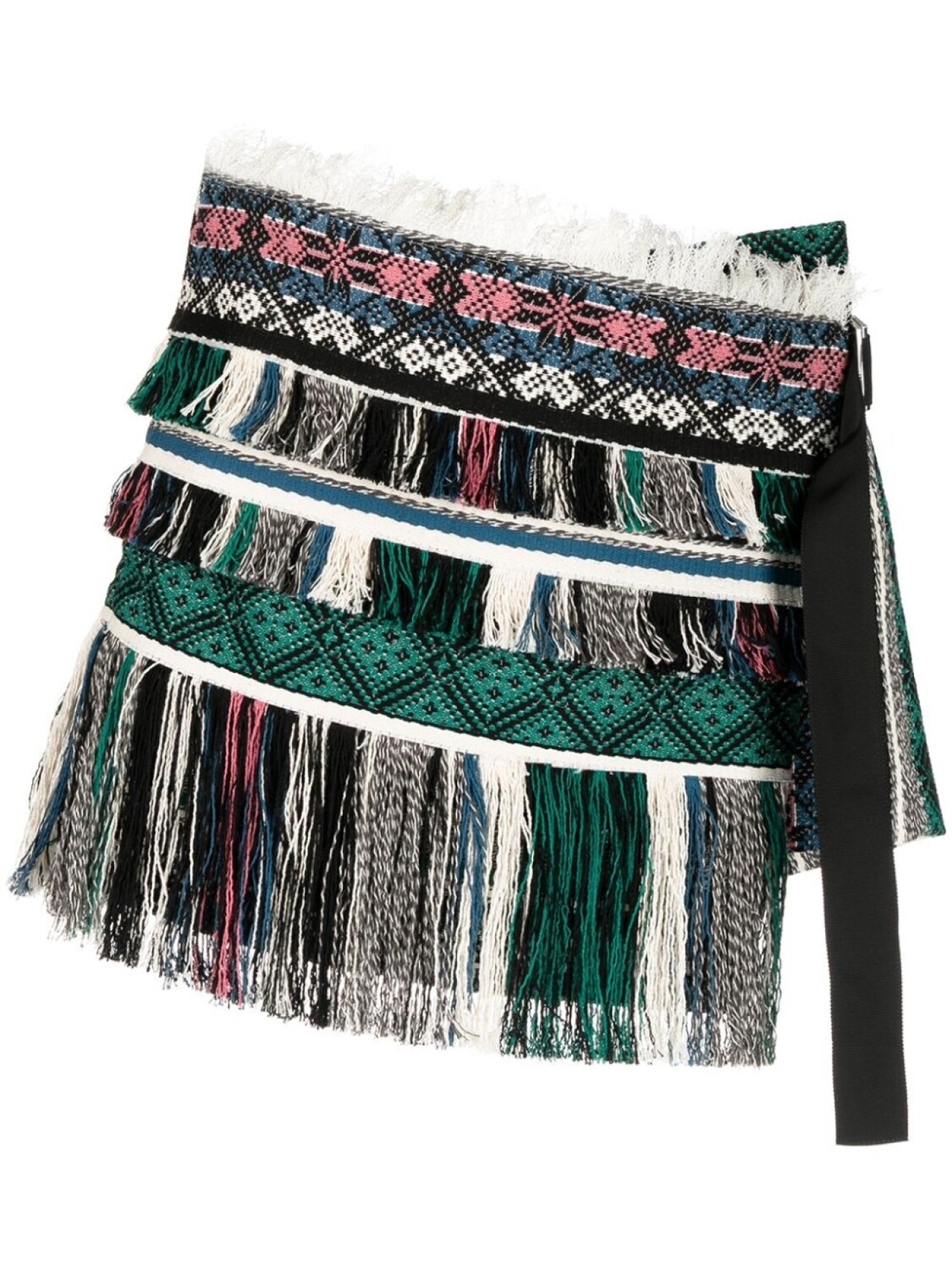 

Sacai шорты асимметричного кроя с бахромой, мультиколор