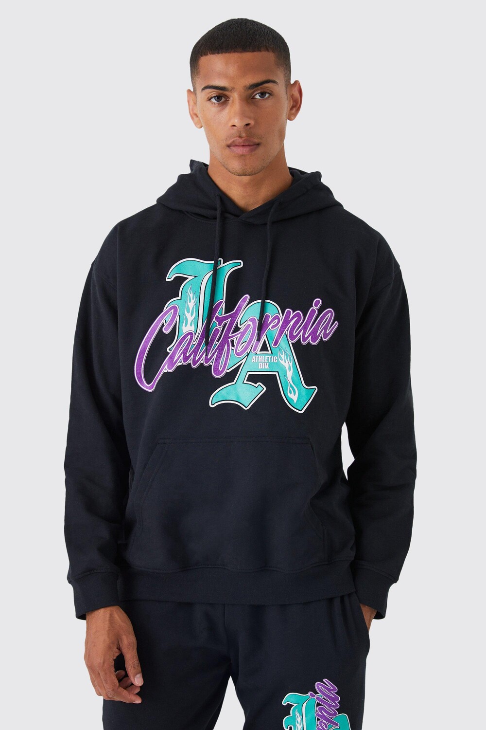

Худи оверсайз la california varsity Boohoo, черный