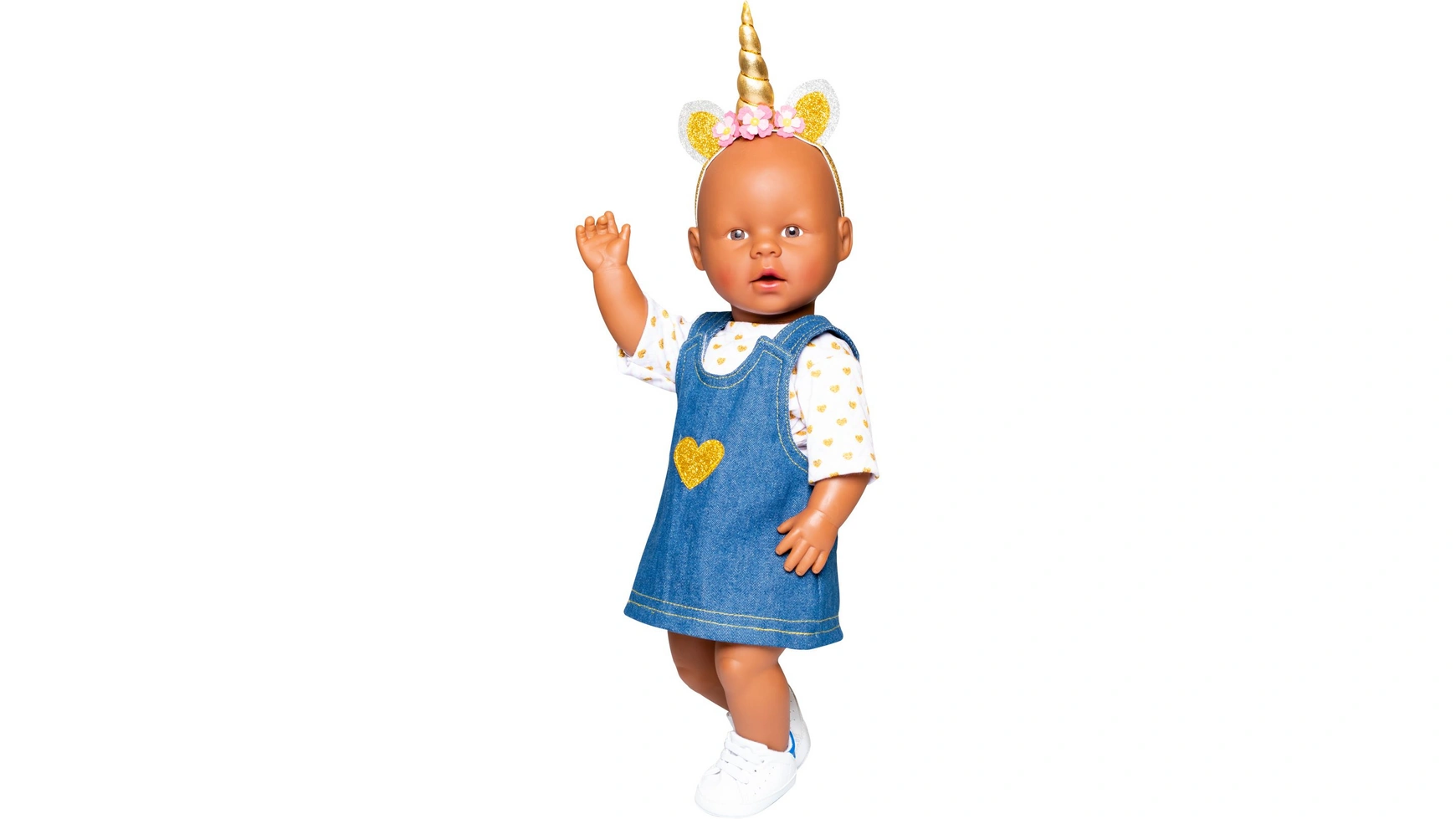 Джинсовое платье для куклы goldstück с футболкой, размер 28-35см Heless джинсовое платье 2041082514 серый 46