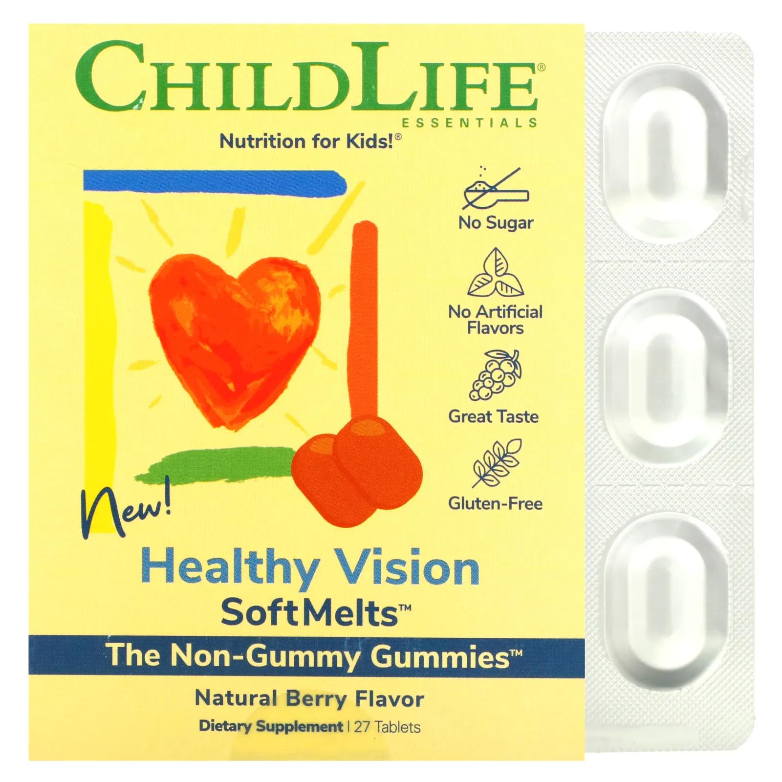 ChildLife Healthy Vision SoftMelts натуральный ягодный вкус 27 таблеток childlife зубная паста в таблетках натуральный ягодный вкус 500 мг 60 таблеток