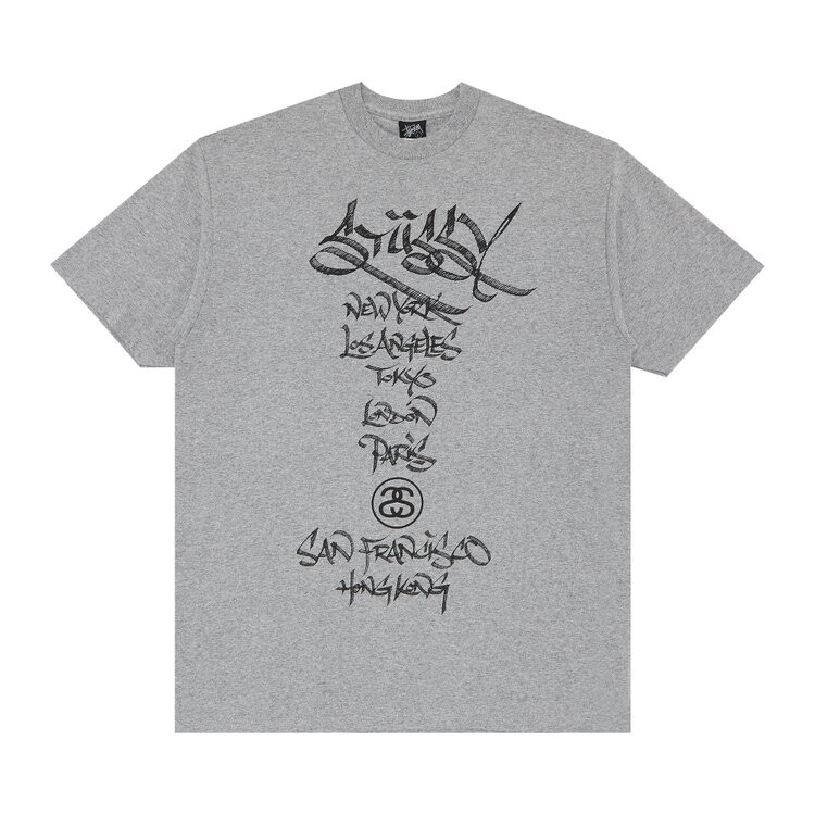 

Футболка Stussy Japanese Font World Wide 'Grey Heather', серый