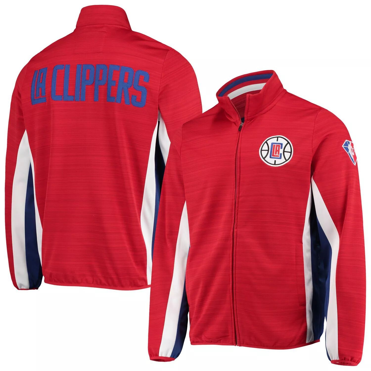 

Мужская спортивная куртка с молнией во всю длину от Carl Banks Red LA Clippers 75th Anniversary Power Forward Space-Dye G-III