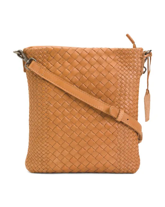 

Кожаная плетеная сумка через плечо Made In India, цвет Camel
