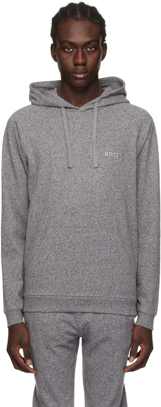 

Серый худи с вышивкой Boss, цвет Medium grey