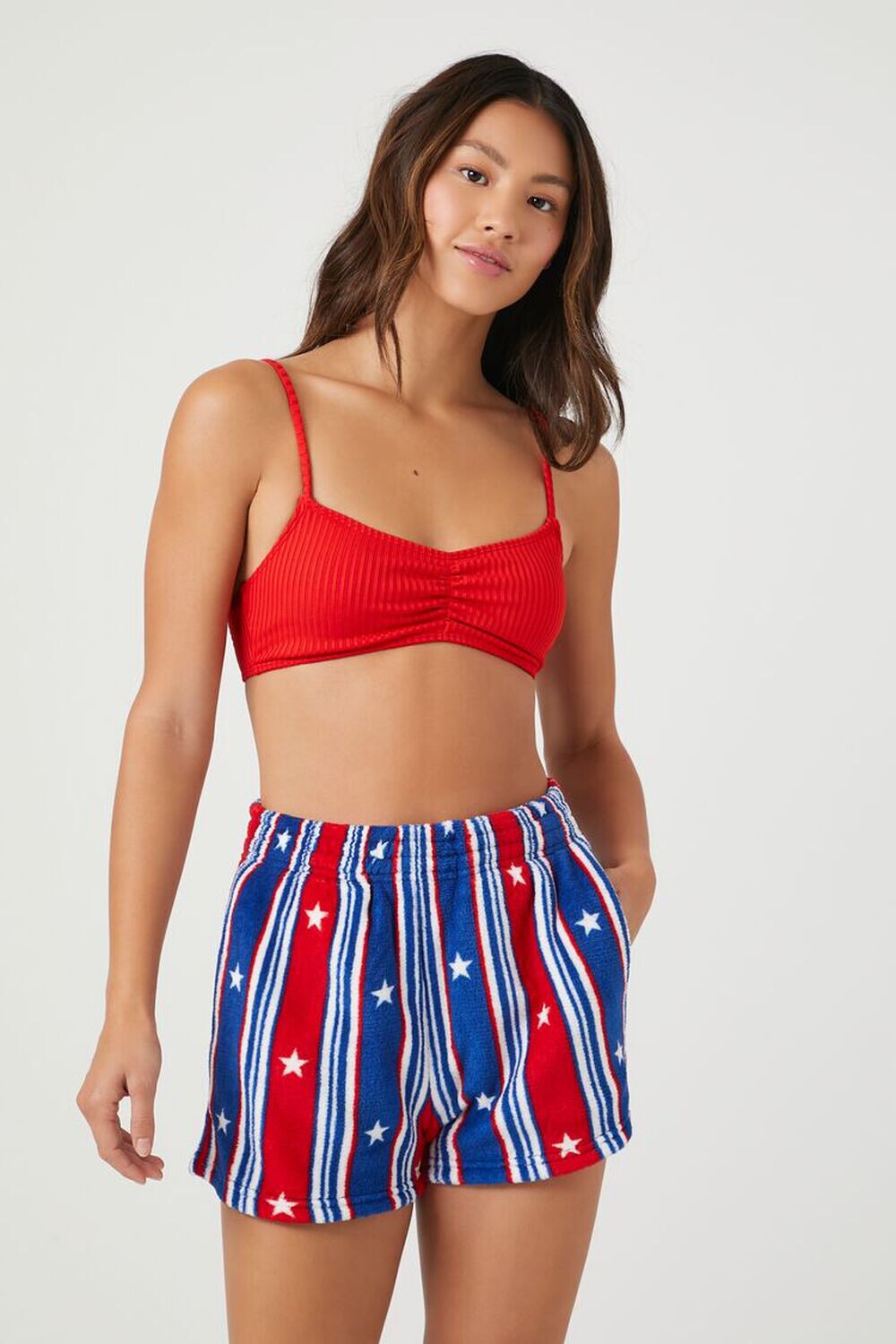 

Полосатые шорты для плавания Forever 21, красный