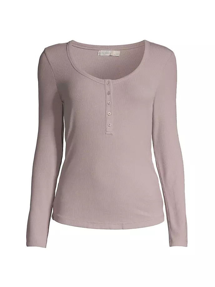 

Топ на пуговицах вязки Malibu в рубчик Barefoot Dreams, цвет deep taupe