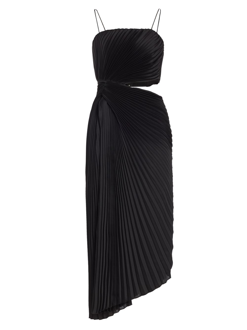 цена Плиссированное платье-миди Fayeth с вырезами Alice + Olivia, черный