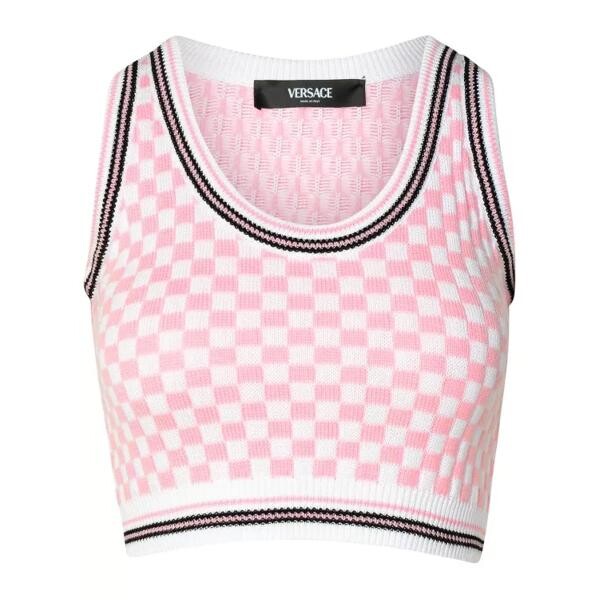 

Футболка top crop check Versace, розовый