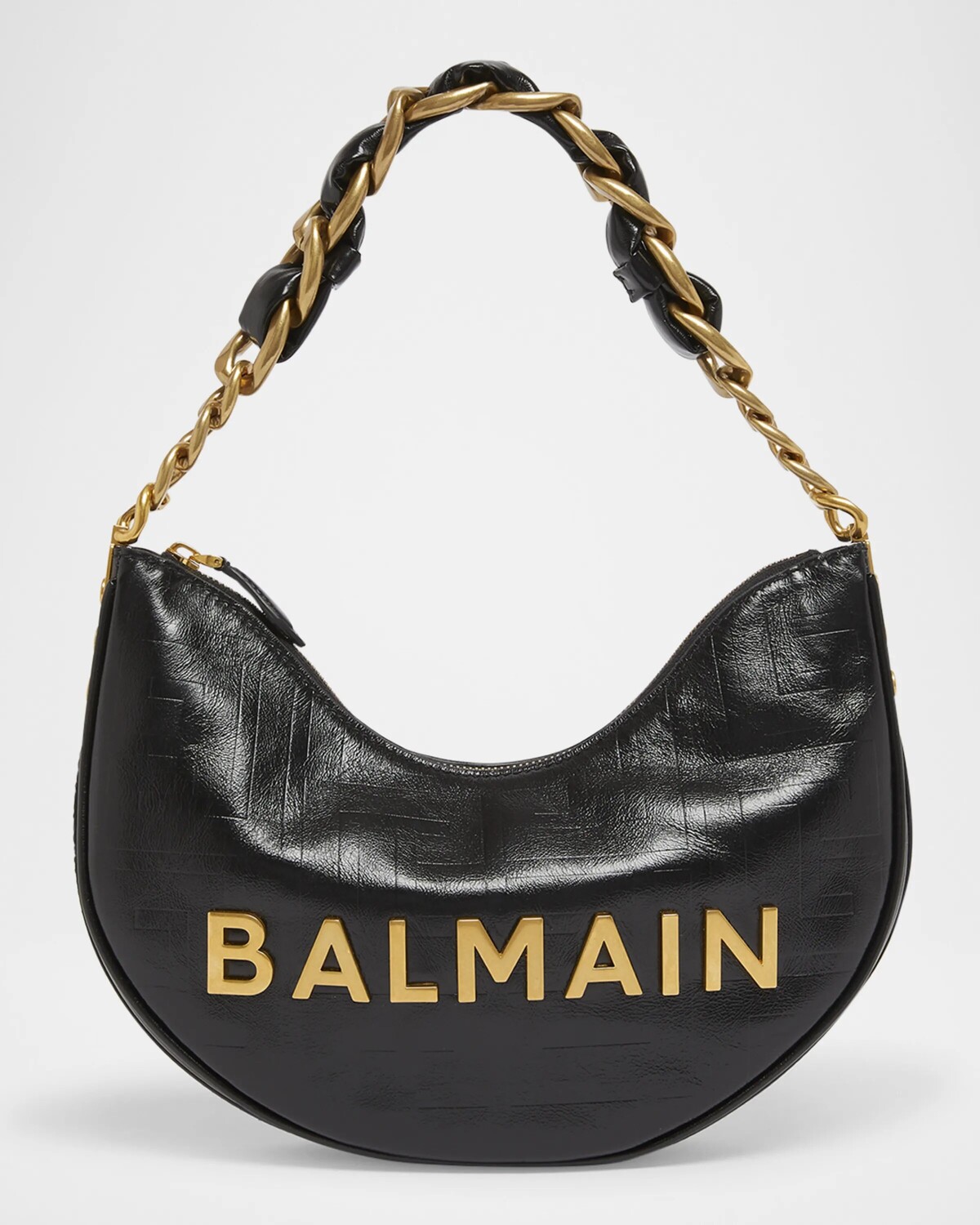

Сумка на плечо 1945 Moon из мятой кожи с тиснением PB Balmain, цвет Noir