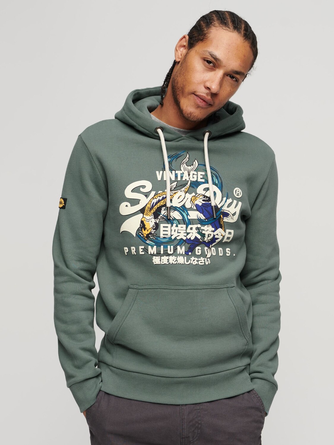 

Толстовка с японским винтажным логотипом и графическим рисунком Superdry, гоблин синий