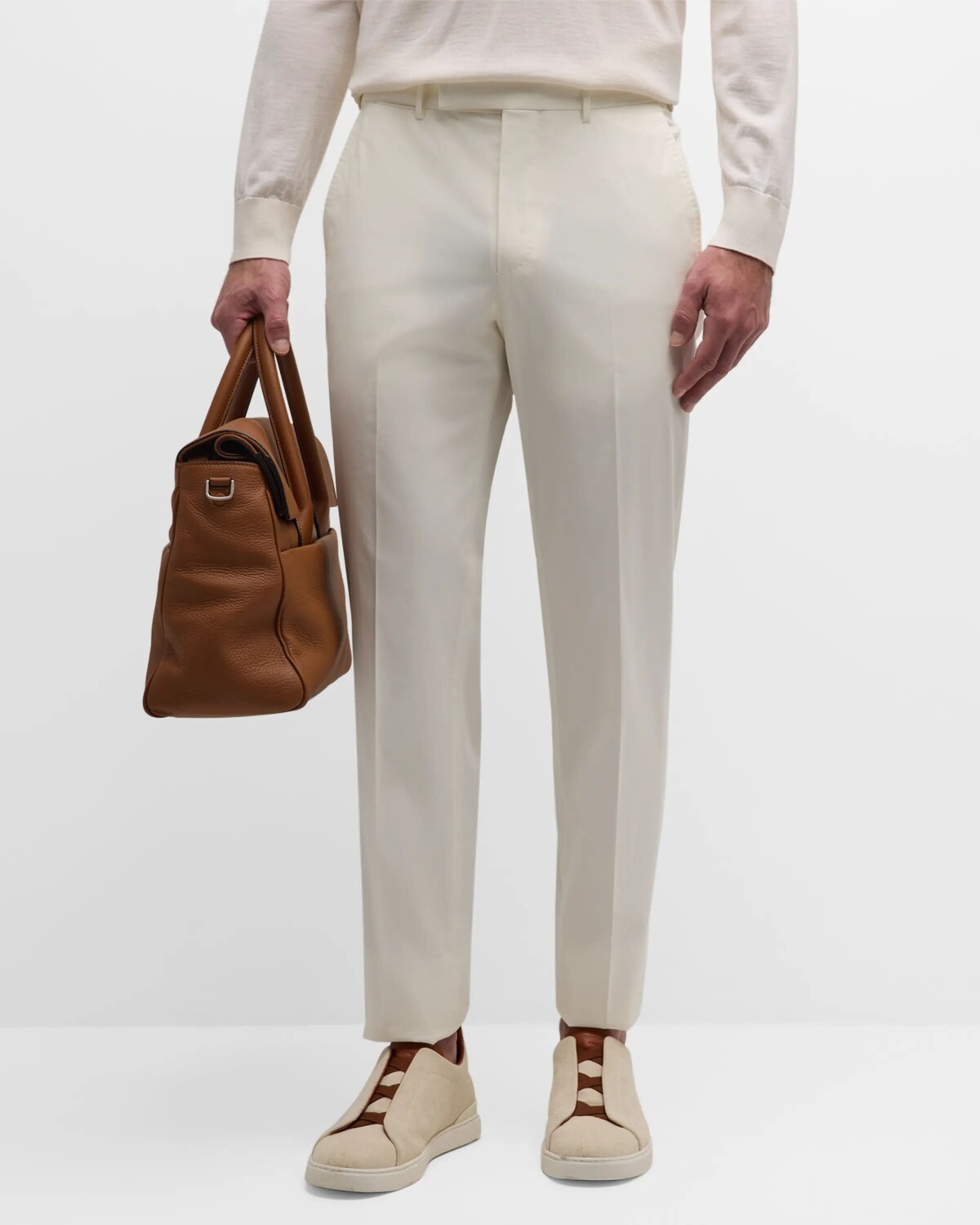 

Мужские хлопковые брюки премиум-класса ZEGNA, цвет White Solid