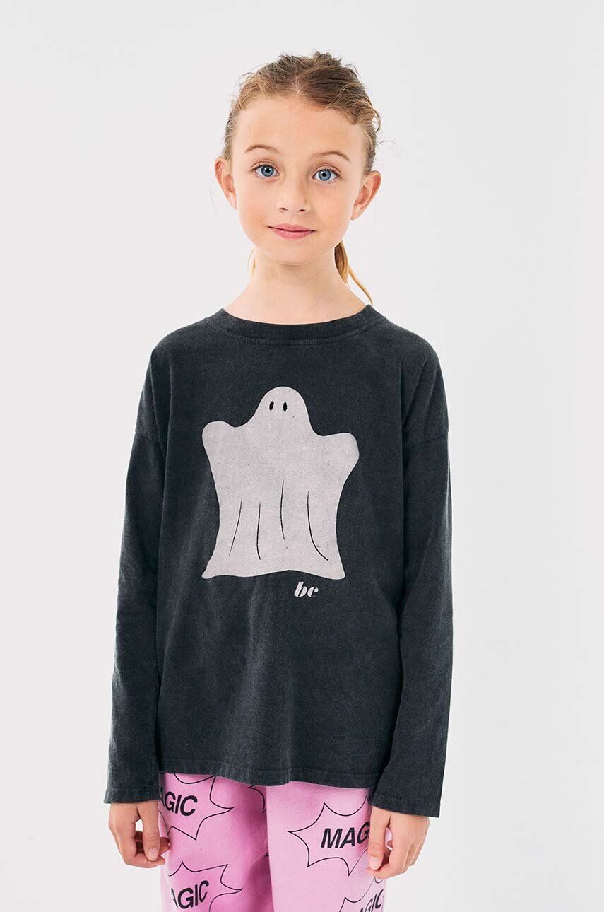 

Хлопковая футболка с длинными рукавами Bobo Choses для малышей Funny Ghost, черный