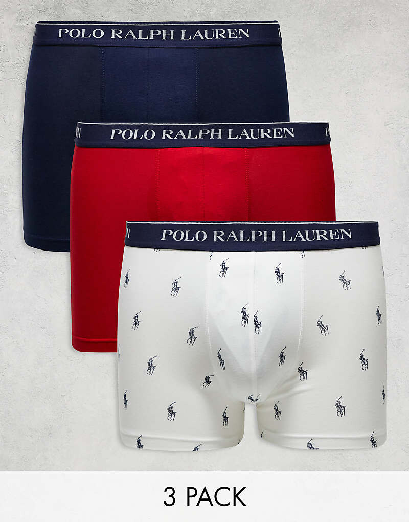 

Polo Ralph Lauren – комплект из 3 пар боксеров красного, белого и темно-синего цветов с логотипом на талии