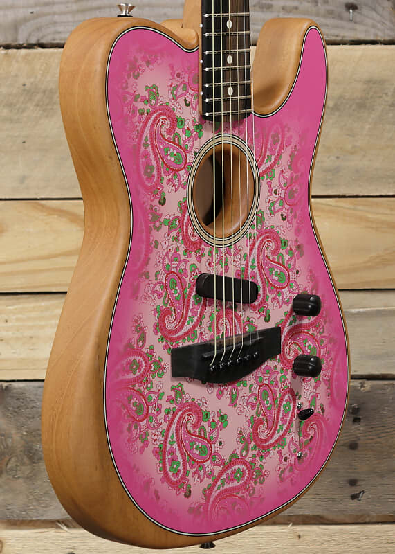 

Акустическая гитара Fender American Acoustasonic Telecaster Acoustic/Electric Guitar Pink Paisley w/ Gigbag