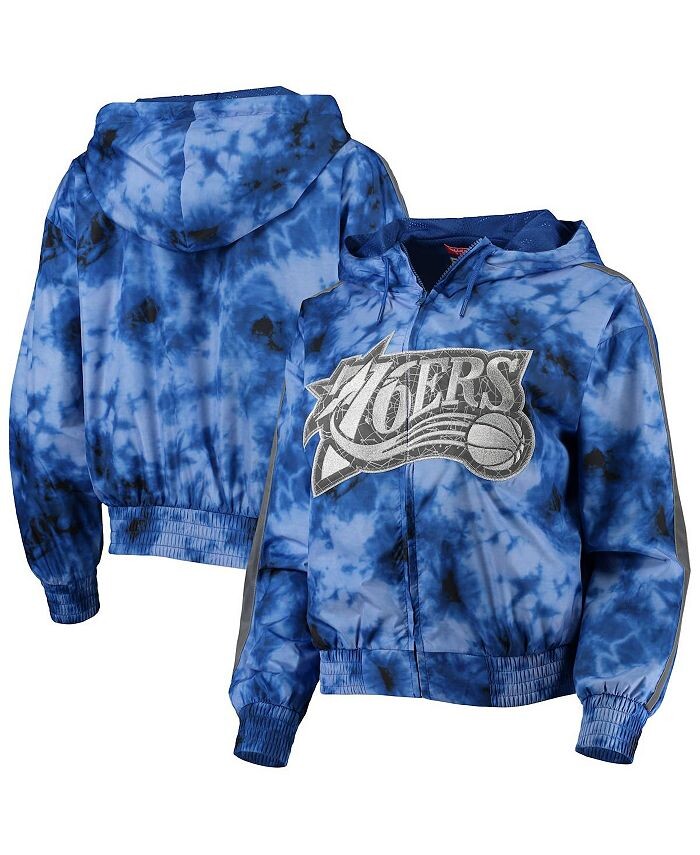 

Женская ветровка Royal Philadelphia 76ers Galaxy с капюшоном и молнией во всю длину Mitchell & Ness, синий
