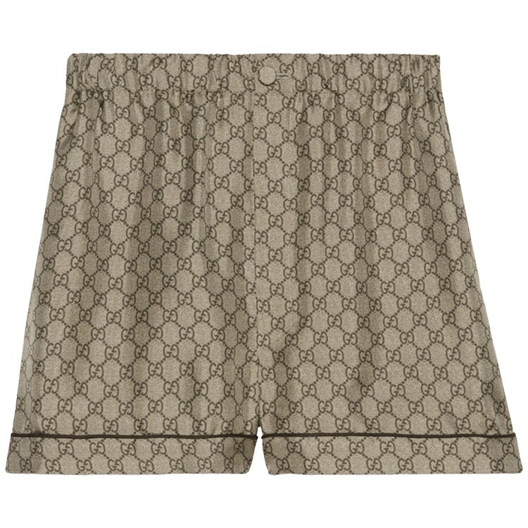 

Шорты Gucci GG Supreme Silk Shorts, цвет Camel/Ebony