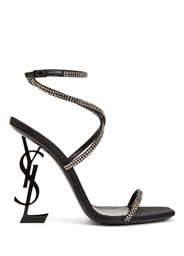 

Женские шелковые босоножки на каблуке opyum black stone Saint Laurent