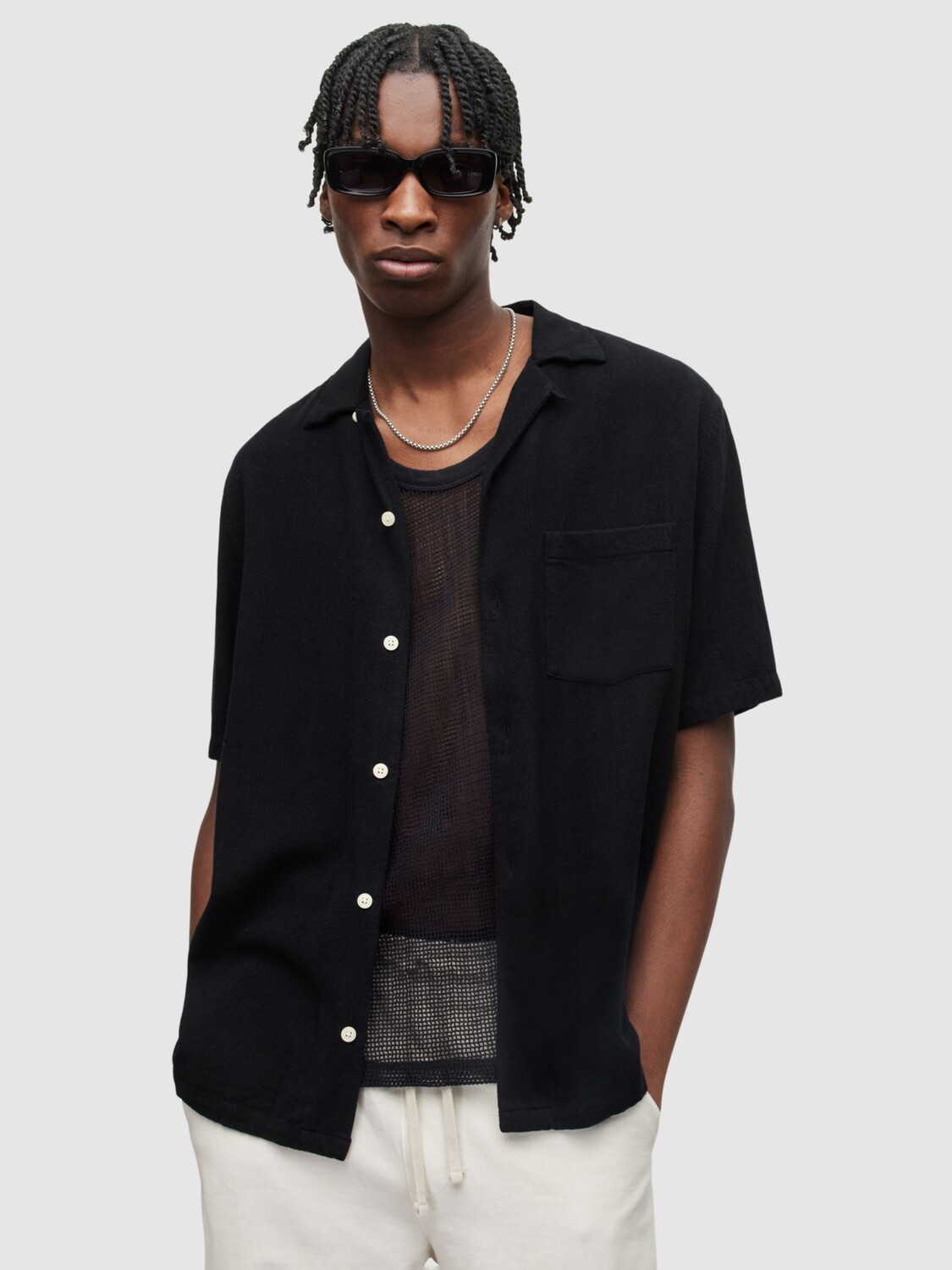 

Рубашка AllSaints Cudi с коротким рукавом, экрю