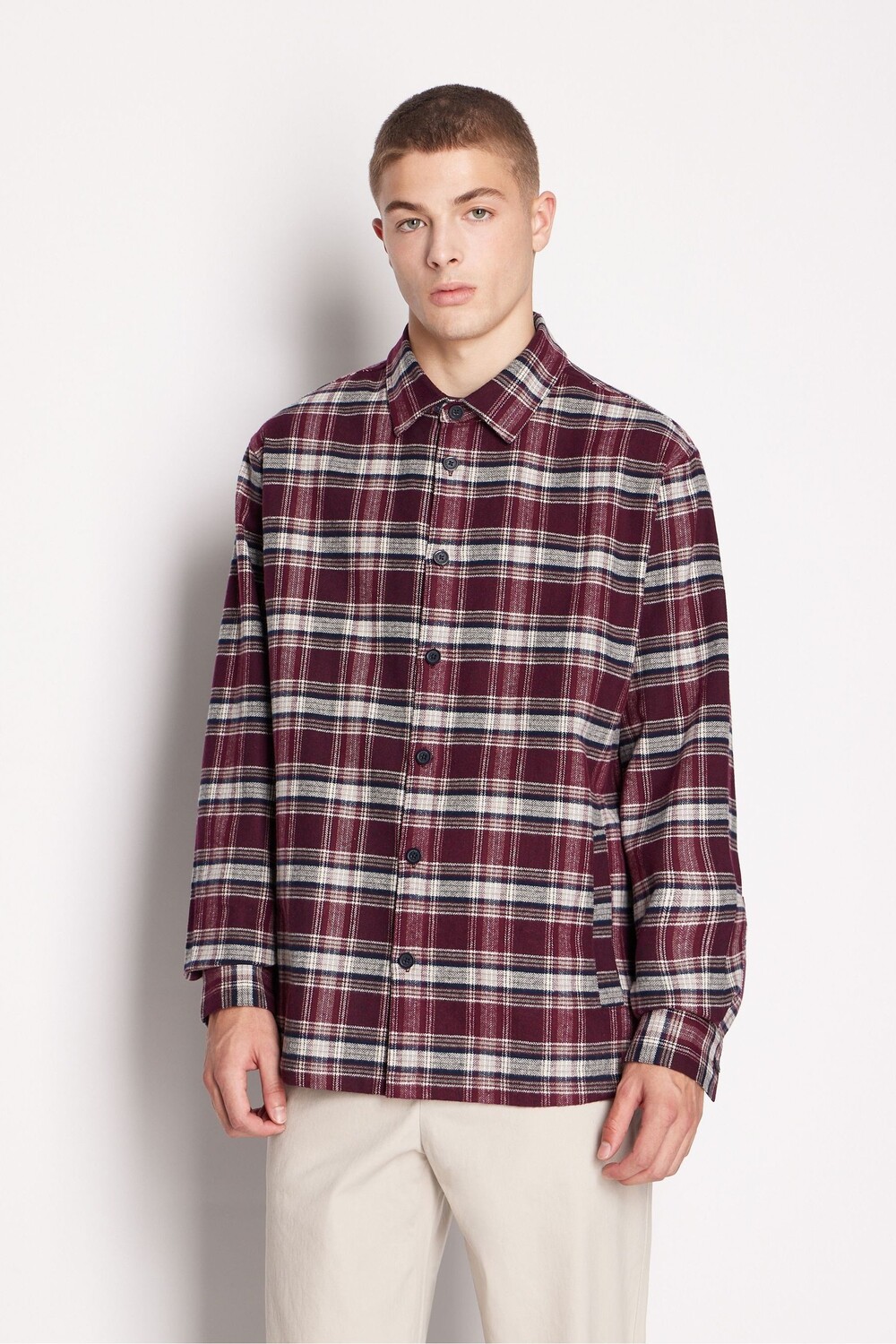 

Бордовая рубашка в клетку Armani Exchange, красный