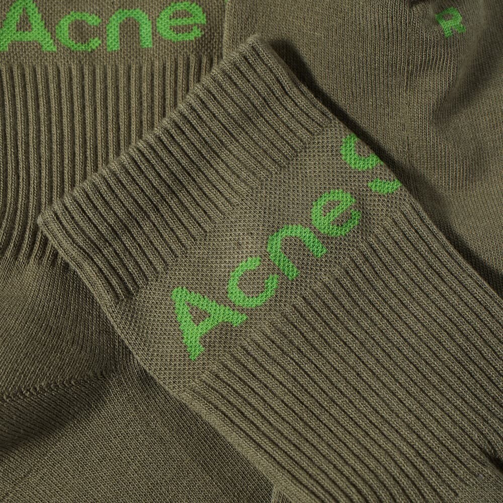 

Короткие носки в рубчик с логотипом Acne Studios, хаки/зеленый