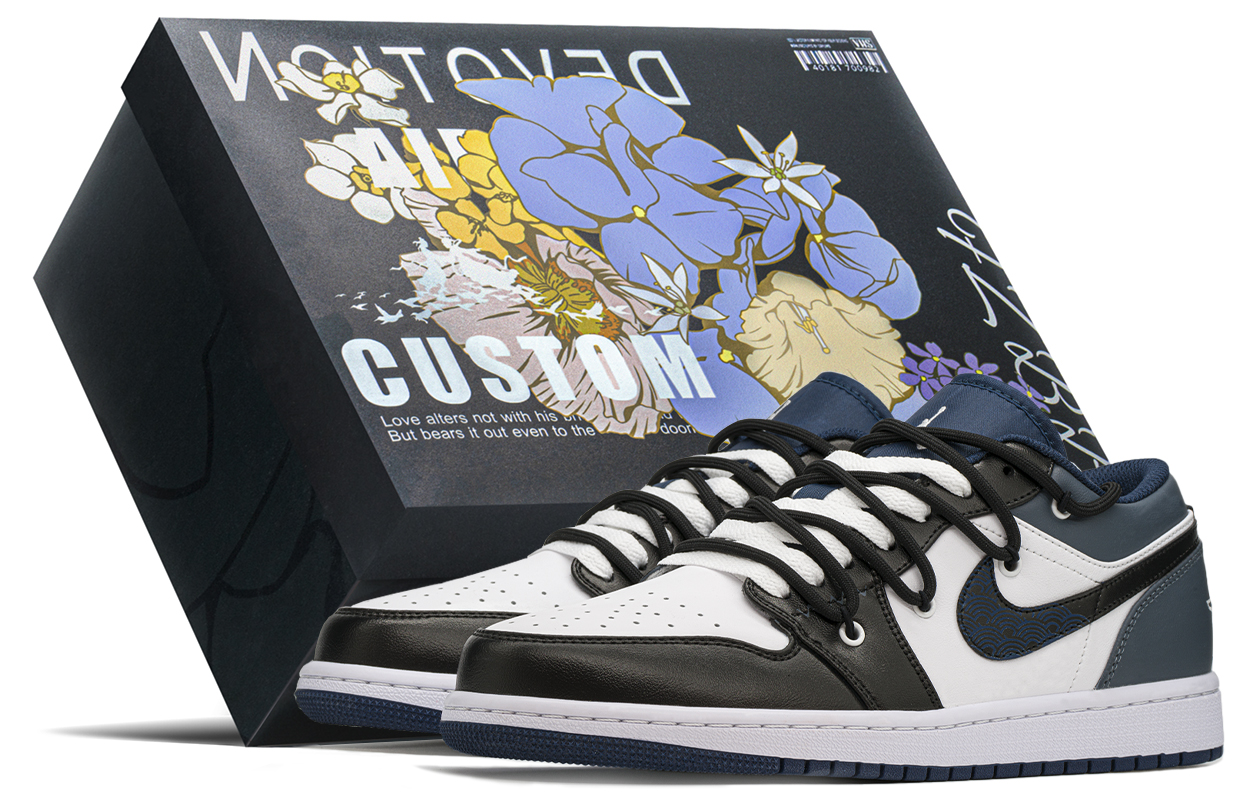 

Кроссовки Air Jordan 1 Vintage Basketball Shoes Men Low-top Black/cyan/blue, цвет Navy