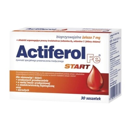 ActiFerol Fe Start 30 пакетиков с витаминами B6, B12, C, комплексом фолиевой кислоты Polski Lek