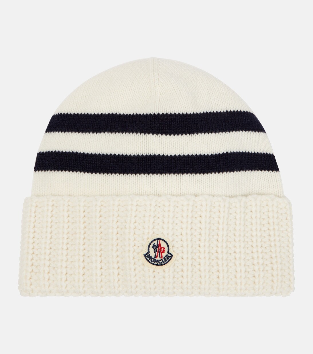 

Полосатая шапка из шерсти и кашемира Moncler, белый