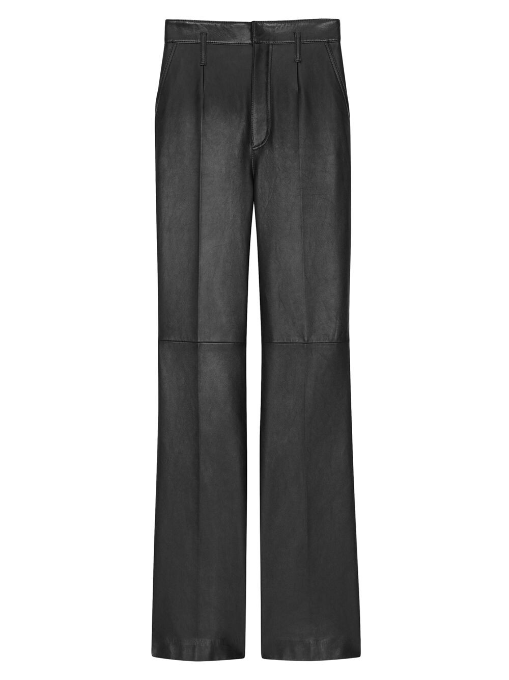 

Брюки с высокой талией из кожи ягненка Saint Laurent, черный