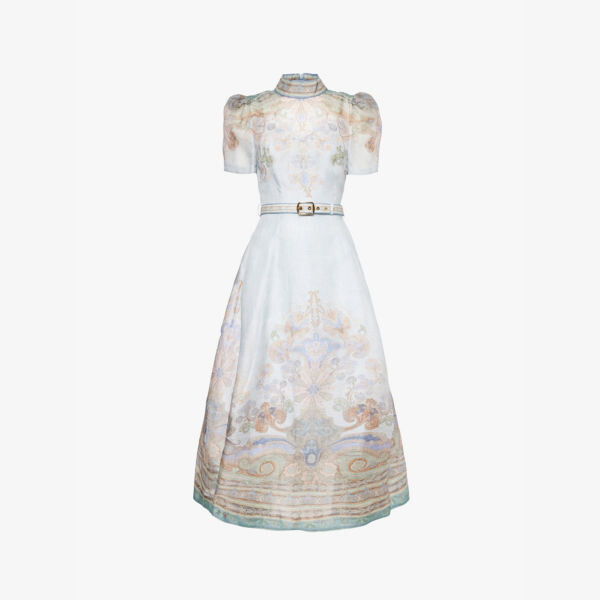 

Платье миди Eden с высоким воротом и графическим узором Zimmermann, синий