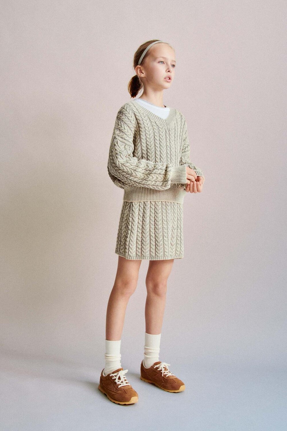 

Юбка кабельной трикотажи ZARA, зеленоватый, Зеленый