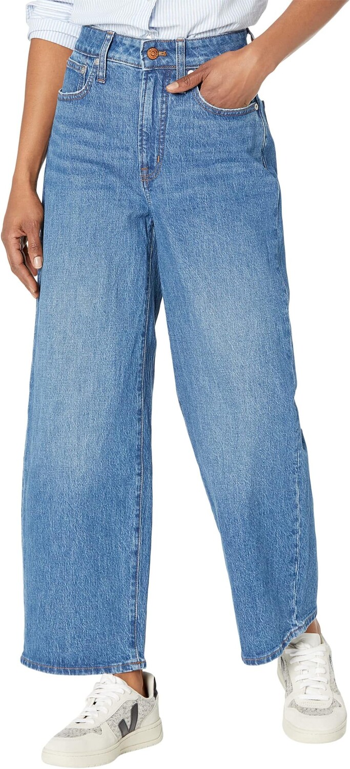 

Джинсы Curvy Perfect Vintage Wide Leg Crop Jeans with Raw Hem in Cresslow Wash Madewell, цвет Cresslow Wash