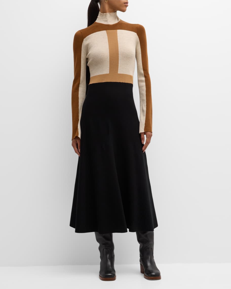 

Легкое шерстяное платье макси из трикотажа интарсия Chloe