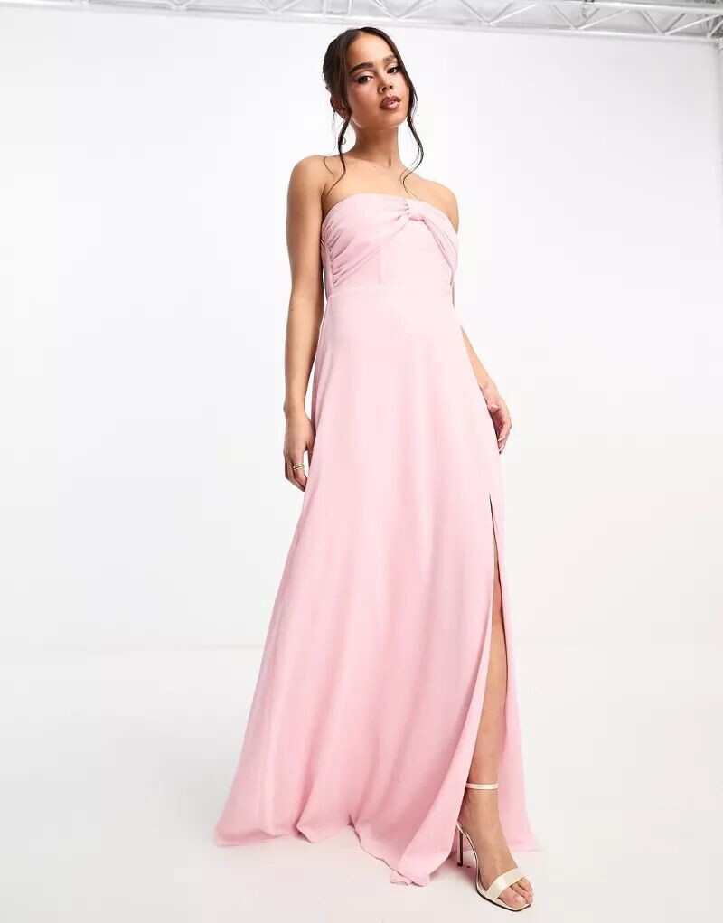 

Бледно-розовое платье-бандо с бантом TFNC Bridesmaid
