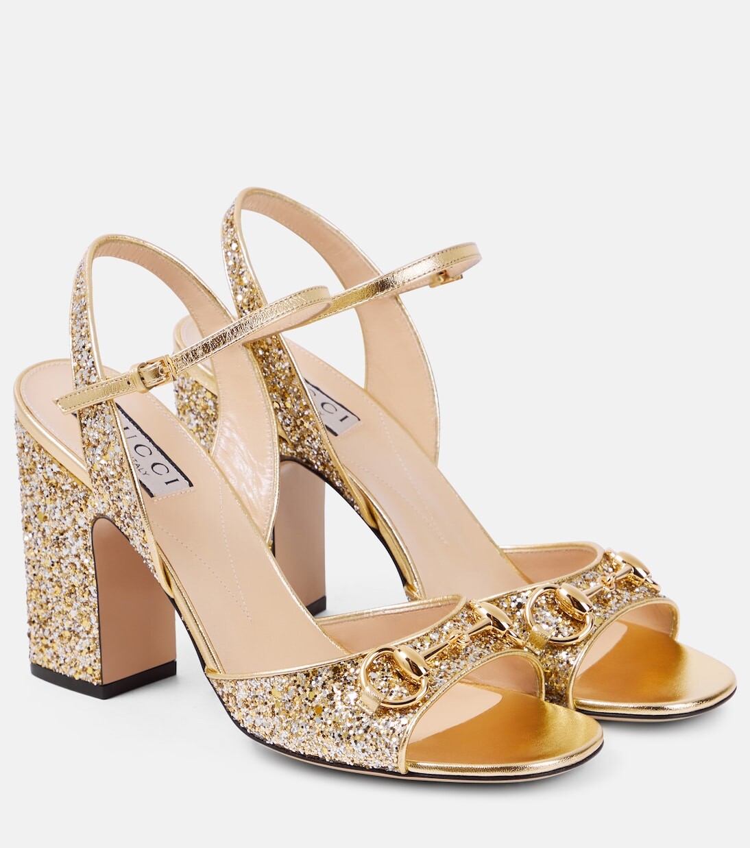 

Босоножки lady horsebit с декором Gucci, золото