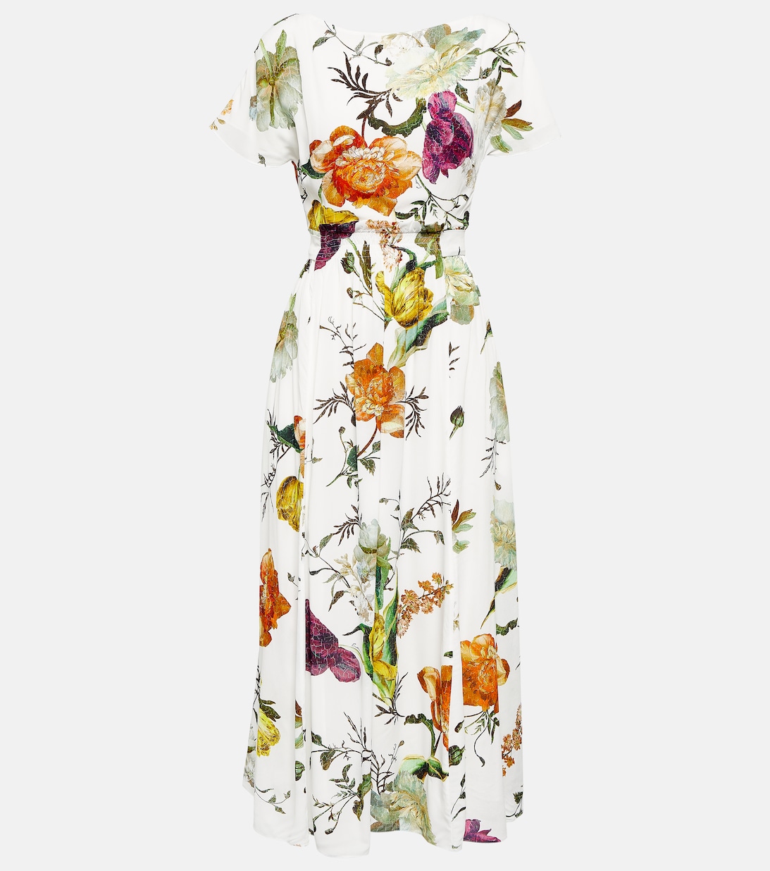 Платье миди Fraser из крепа с цветочным принтом ERDEM, разноцветный платье миди с цветочным принтом erdem синий